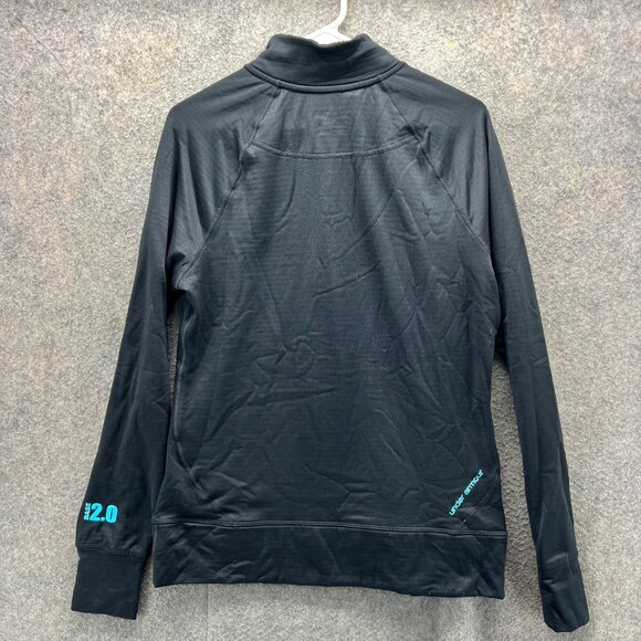 Under Armour Sweatshirt Womens XL Black Quarter Zip Fitted Coldgear Base 2.0 - Picture 9 of 11